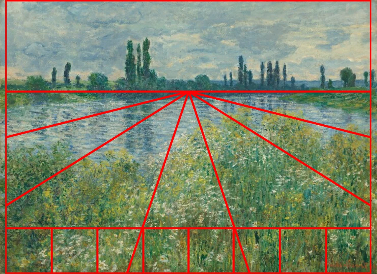 Landscape depth — Claude Monet, Banks of the Seine, Vétheuil, 1880