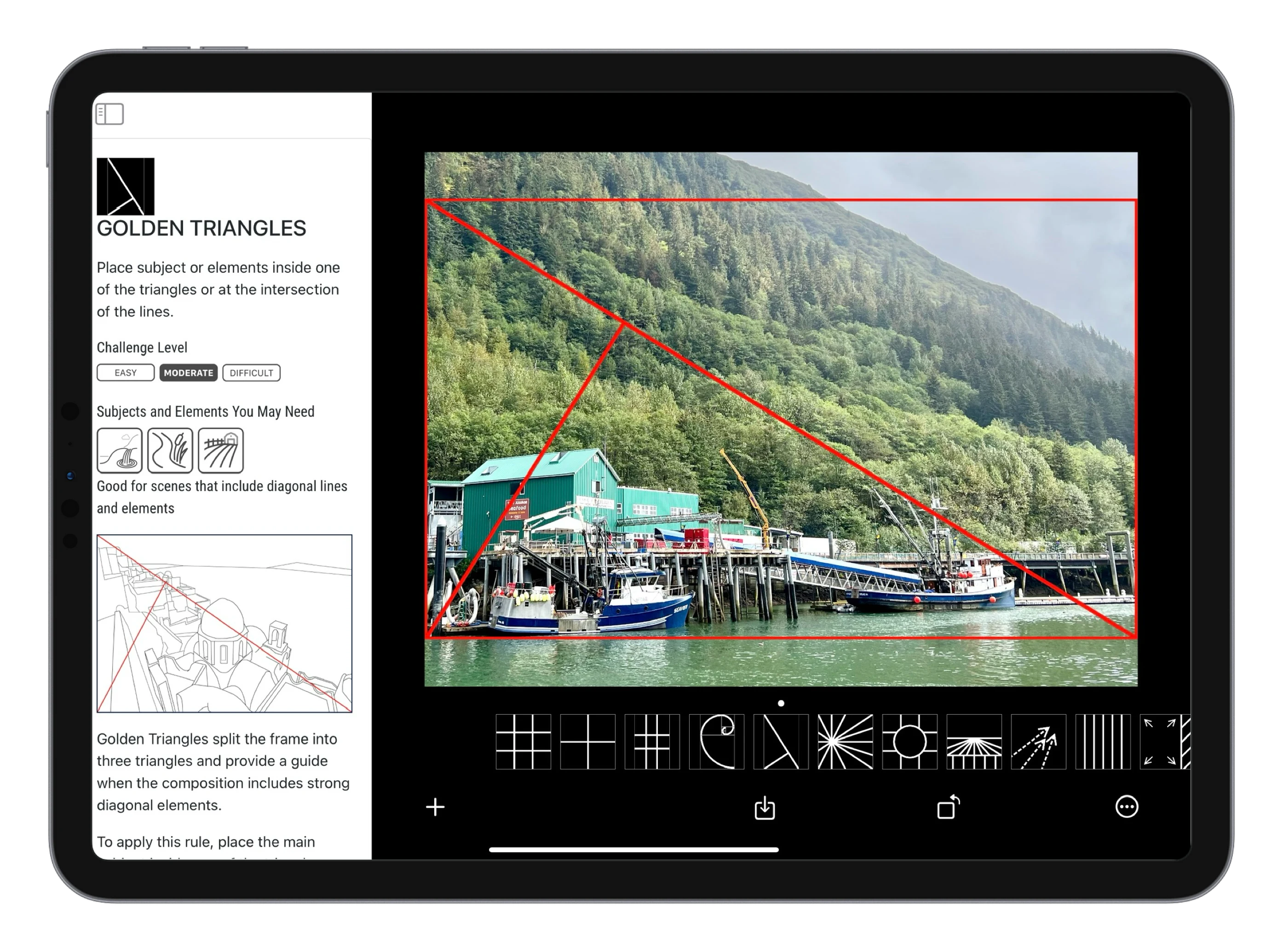Wise Photos app on the iPad — Golden Triangle artistic composition