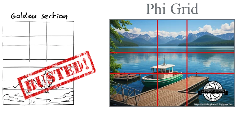 Left: Fake composition | Right: Correct Phi Grid artistic composition