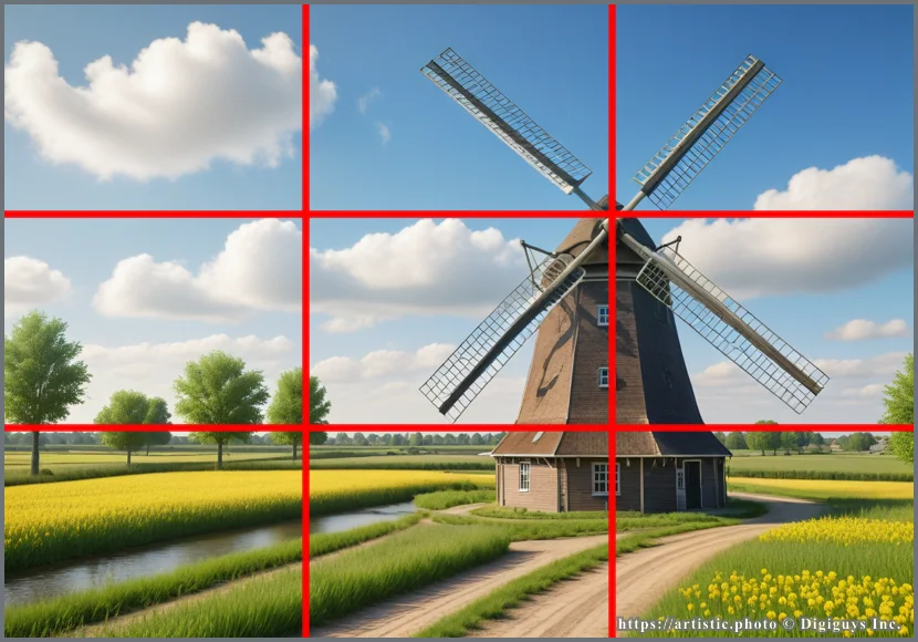Rule of Thirds composition — a photograph showing the subject placed at the lower-right grid intersection