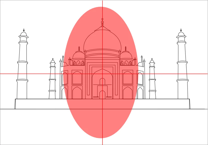 Symmetry storytelling diagram 1 — vertical axis and mirror composition layout