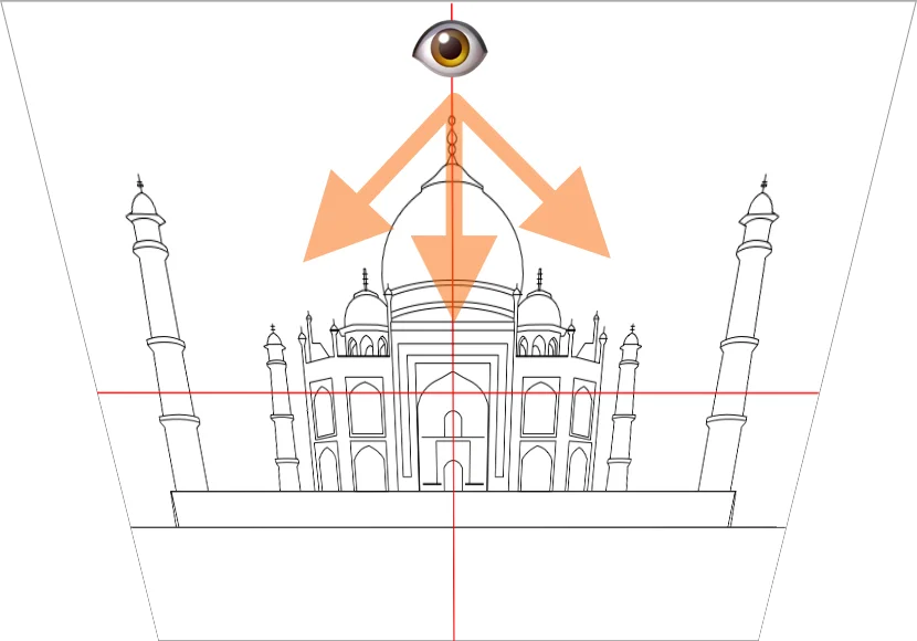 Symmetry storytelling diagram 3 — intentional break in symmetry as focal point